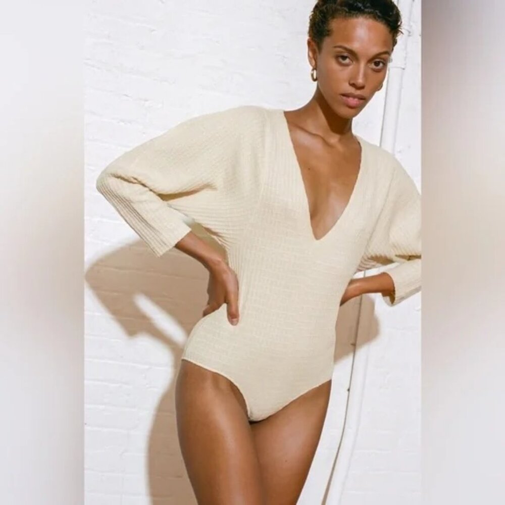 Mara Hoffman Cream Marina Bodysuit Size M